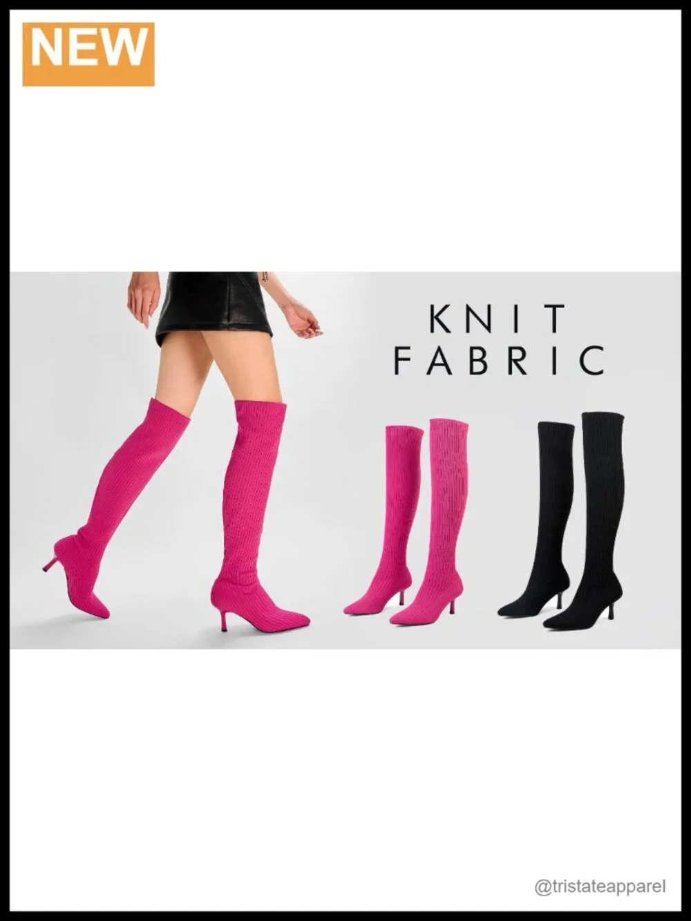 Over the Knee Knit Boots High Heel Pointed Toe Stiletto Women's 4